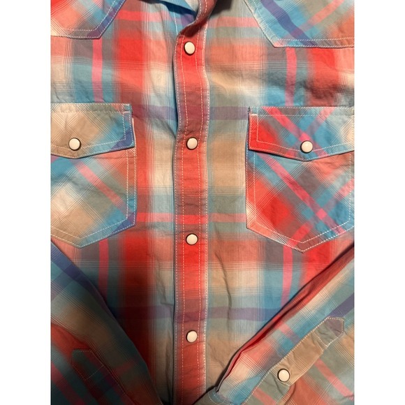Red Camel Mens Plaid Snap Button Western Shirt Long Sleeve Size Medium - Picture 2 of 2